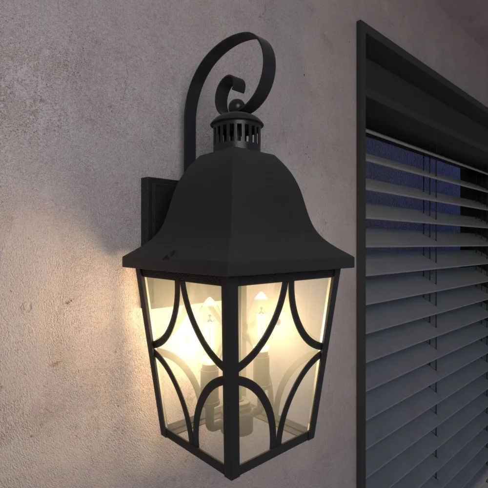 

Outdoor Wall Light Fixtures, Waterproof Exterior Wall Sconce Porch Lights,with Clear Glass Matte Black Outdoor Wall Lantern