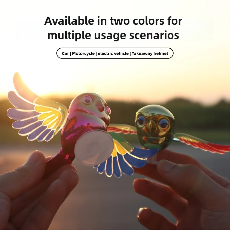 Car ornaments cute simulated flying birds wind-powered plug-free helmet accessories creative electric vehicle helmet decorations
