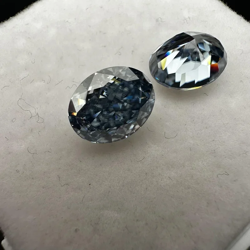 YanYao Jewelry Hot Selling Gray Blue Certificate Moissanite VVS1 Oval Brilliant Cut Gemstone for Handmade Jewelry Making