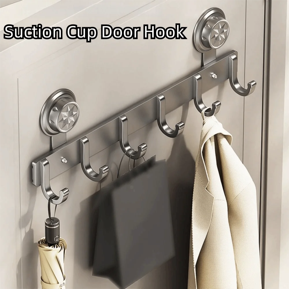 

Waterproof Suction Cup Door Hook Wall Mounted Strong Load-bearing Wall Clothes Hanger Removable 4/5/6/7/8 Hook