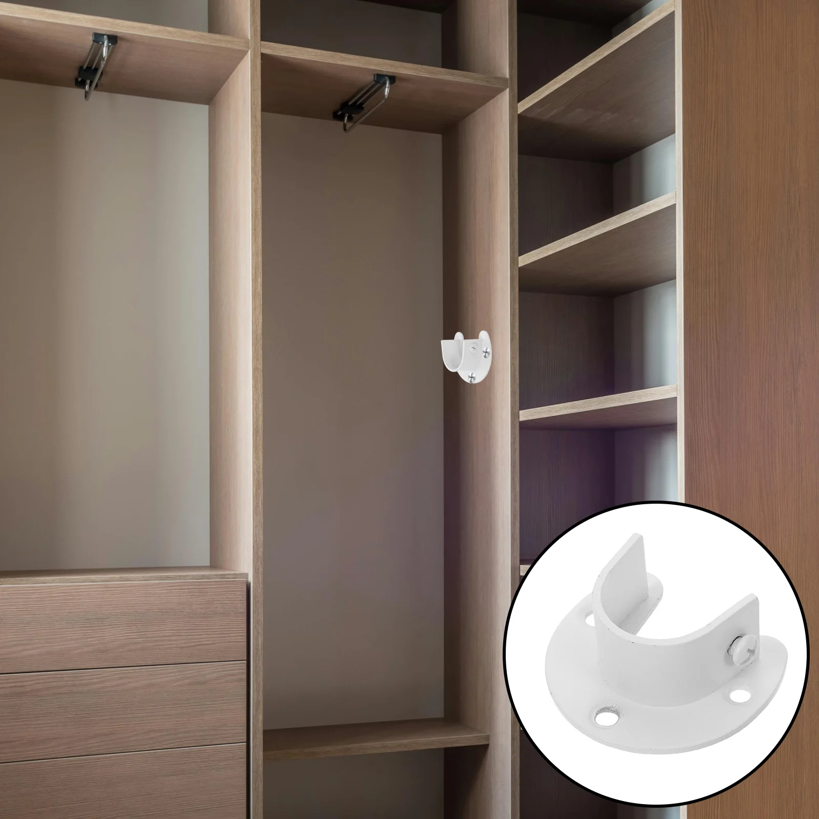 

4Pcs Closet Rod Holder Heavy Duty U Shaped Stainless Steel Shower Curtain Rod Support Flange for 1 Inch 1.25 Inch Rods Closet