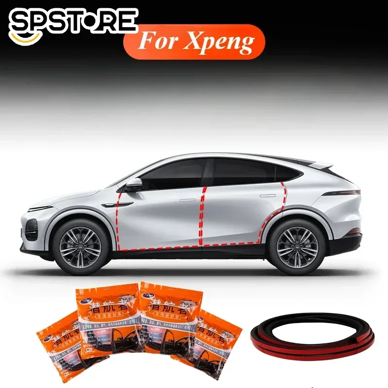 For Xpeng G6/P7i/G9 Car Door Sealing Strip Four Doors Sound Insulation Waterproof Rubber Strip Noise Reduction Auto Accessories