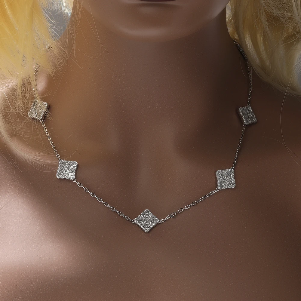 UWIN Four-leaf Clover Necklace Freely Adjustable Full Iced Out CZ Chain Fashion Luxurious Choker HipHop Jewelry