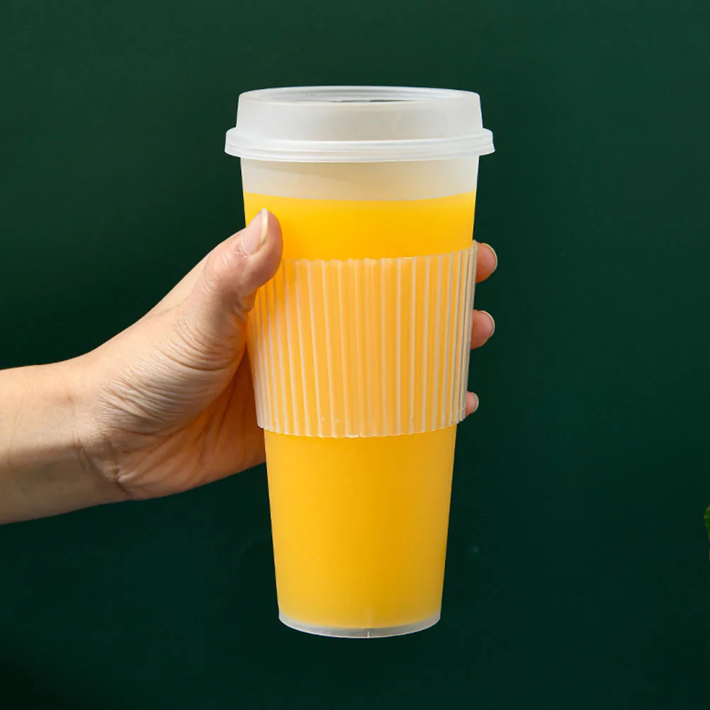 

50 Pcs Cup Sets Coffee Neoprene Sleeve Sleeves for Cold Drinks Transparent Cups Plastic Reusable