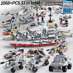 1068pcs Warships Building Blocks Model Construction Set for Boys Ship Army Boat Plane Bricks Toys for Children Christmas Gifts