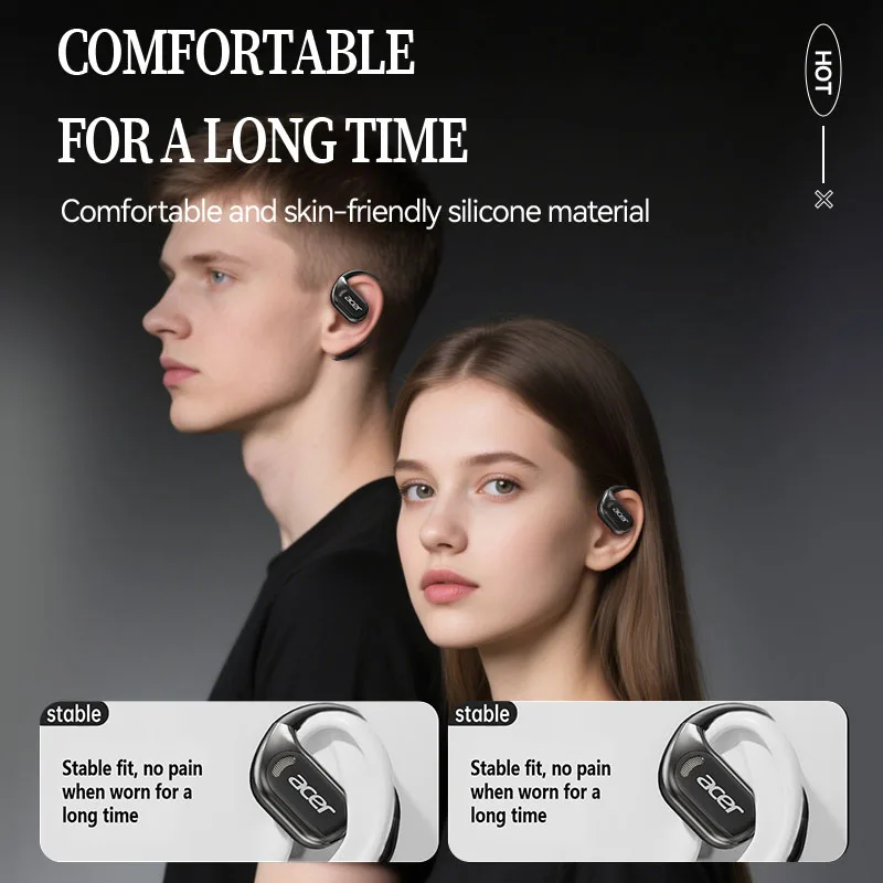 [Offizielles Acer Originalprodukt] Ohr510 Kabellose Bluetooth-Kopfhörer, offenes Design, angenehm zu tragen, für Sport, Laufen, Fitness, kompatibel mit Mobiltelefonen, Tablets, Laptops, mehreren Geräten