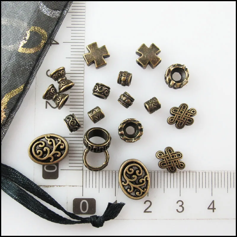 Fashion New Cross Oval Chinese Knot Star Cross Charms Spacer Bar Beads Antiqued Bronze Plated