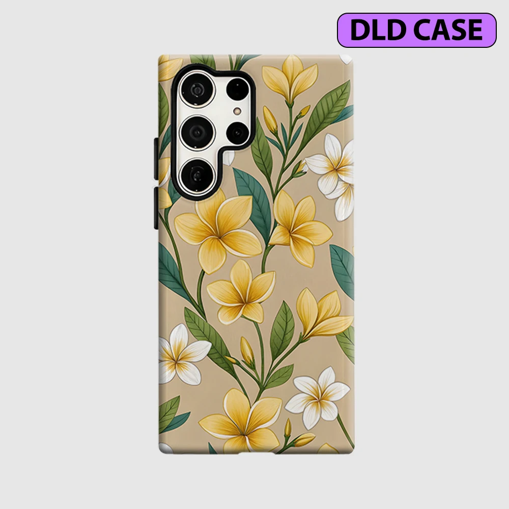 Frangipani Breeze Phone Case for Samsung Galaxy S26 S25 Ultra S24 S23 Ultra Plus Shockproof Double Layer Tough Back Cover