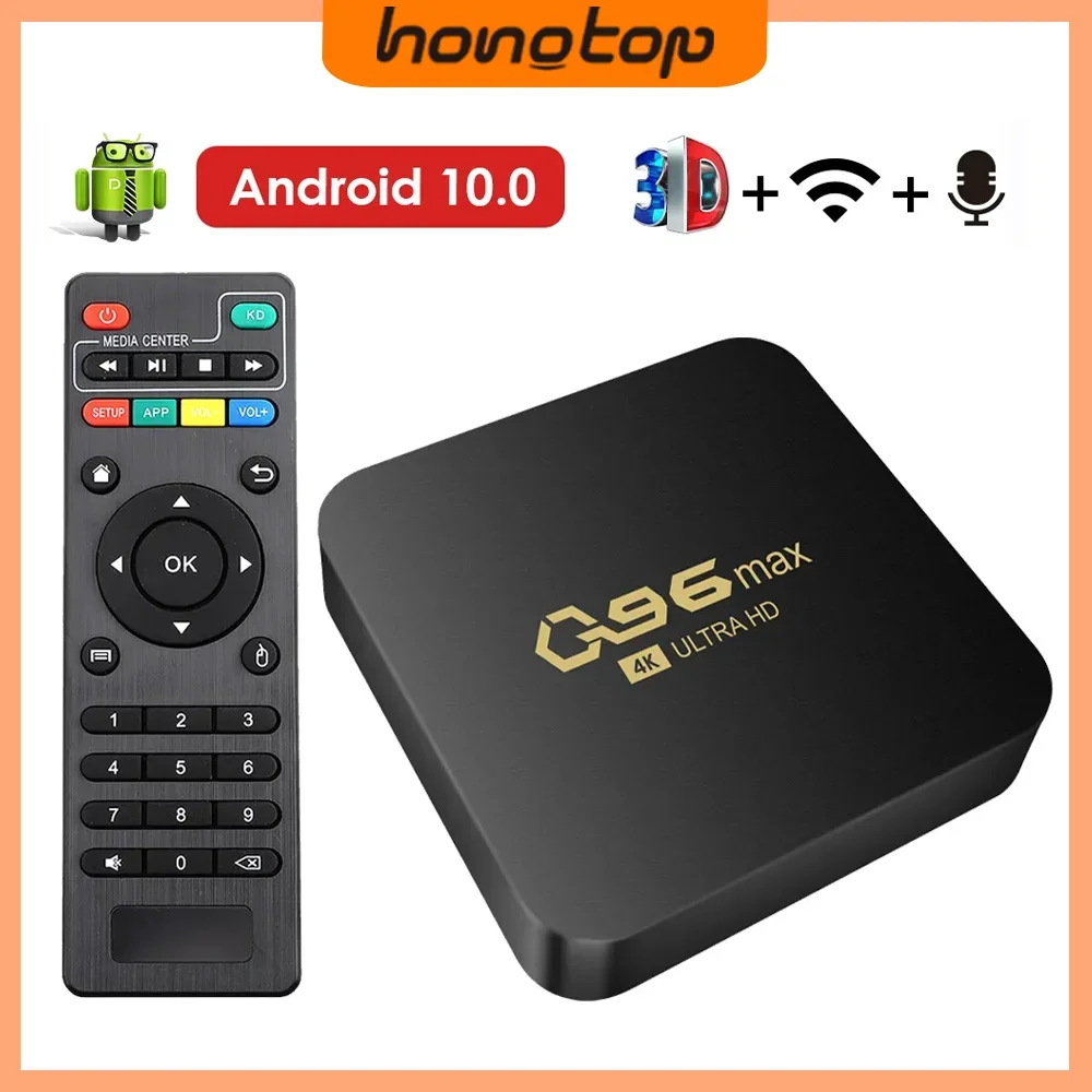 HONGTOP WIFI 4K Q96 MAX صندوق التلفزيون الذكي 2.4/5G فك التشفير أندرويد 10.0 مشغل الوسائط أندرويد رباعي النواة صندوق التلفزيون الذكي مشغل الوسائط