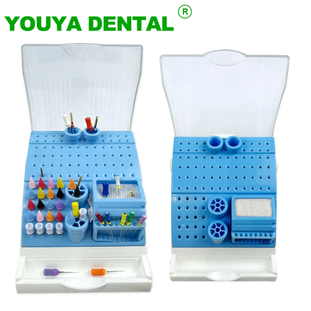 New Dental Disinfection Box With Dust Cover And Pull-Out Drawer Plastic Diamond Burs Drills Stand Block Holder Sterilizer Case