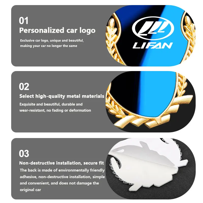 3D Metal Car Trunk Window Side Emblem Badge Decal Sticker For Lifan Solano X60 X50 520 620 320 2020 125cc Car Accessories