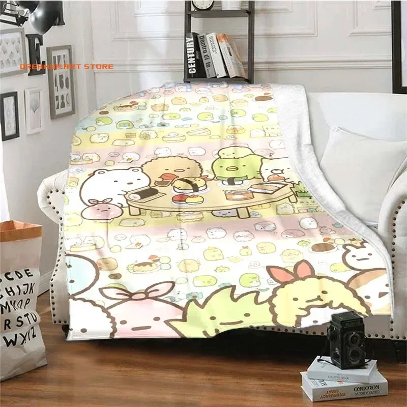 2026 Cute Sumikko Gurashi Cartoon Flannel Throw Blanket Ultra Soft Thin Blanket Living Room Bedroom Sofa Covers Office Warm Blan