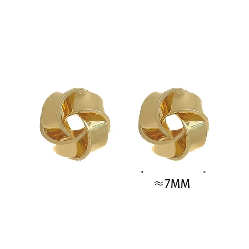 

Real 925 Sterling Silver 14K Gold Twisted Flower Stud Earrings for Women Minimalist Fine Jewelry Vintage Plant Accessories