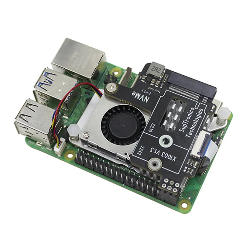 

AM-For Raspberry Pi 5 Pcie To M.2 Nvme HAT+Radiator+Case For 2242 2230 Nvme SSD Expansion Board SSD Kit
