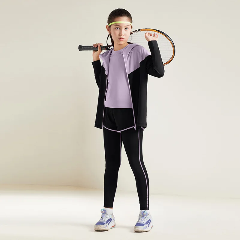 2025 Nuovo set sportivo per il tempo libero per bambini Abiti attillati Allenamento Abbigliamento fitness Basket Abiti ad asciugatura rapida per ragazze