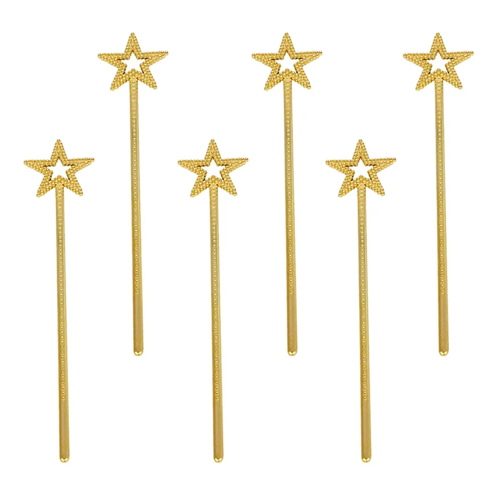 

6 шт. в форме звезды, пентаграмма, волшебные палочки, пластиковые золотые палочки для дня рождения, косплей, реквизит для девочек, пластиковая палочка
