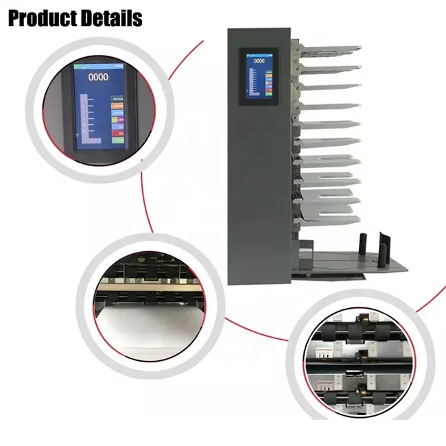 Preço automático da máquina de classificação e colagem de papel com 10/12 bandejas