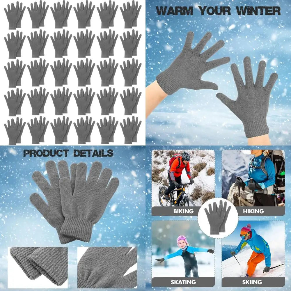 

Bulk Winter Magic Gloves - 50 Pairs Thick Knitted Warm Gloves for Adults, Unisex, Ideal for Homeless Men and Women