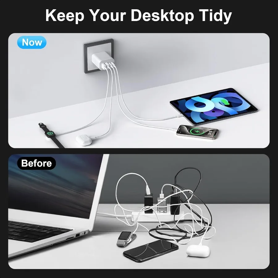 USB C Charger Block 3Pack 40W Wall Plug Fast Charging Block 4Port PD + QC Power Adapter Type C Charging Blocks Cube Compatible