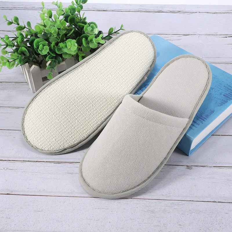 1Pair Hotel Travel Slippers Cotton Linen Disposable Slippers Sanitary Home Guest Use Men Women Closed Toe Shoes Salon Homestay