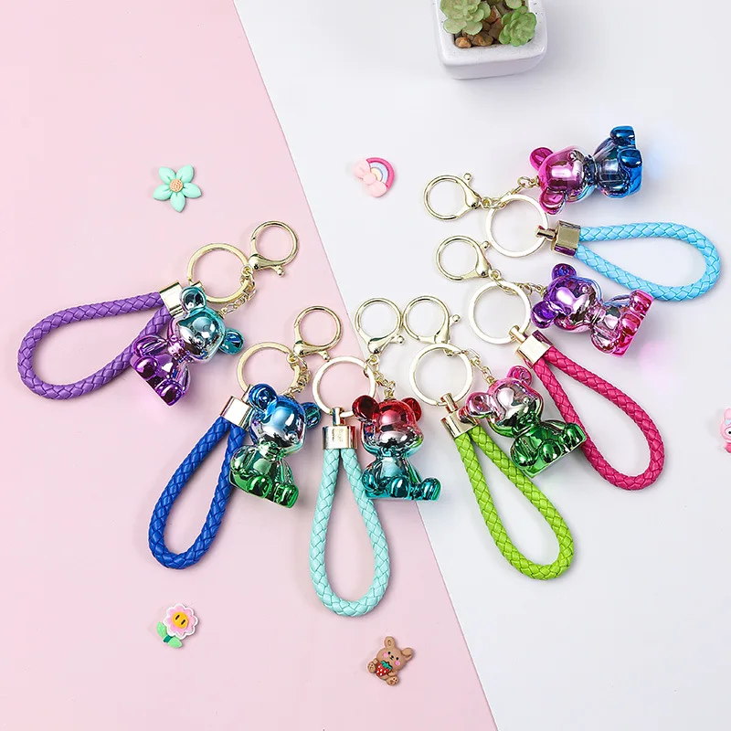

Изысканные и милые подвески для аксессуаров Miniso, новый двухцветный брелок с сидящим медведем для женской моды и подвески-сумки