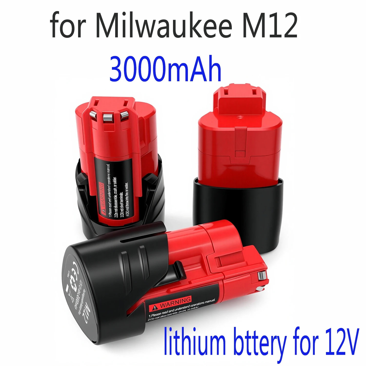 12V For Milwaukee Battery 3Ah Compatible with Milwaukee M12 XC 48-11-2410 48-11-2420 48-11-2411 12-Volt Cordless Tools Battery
