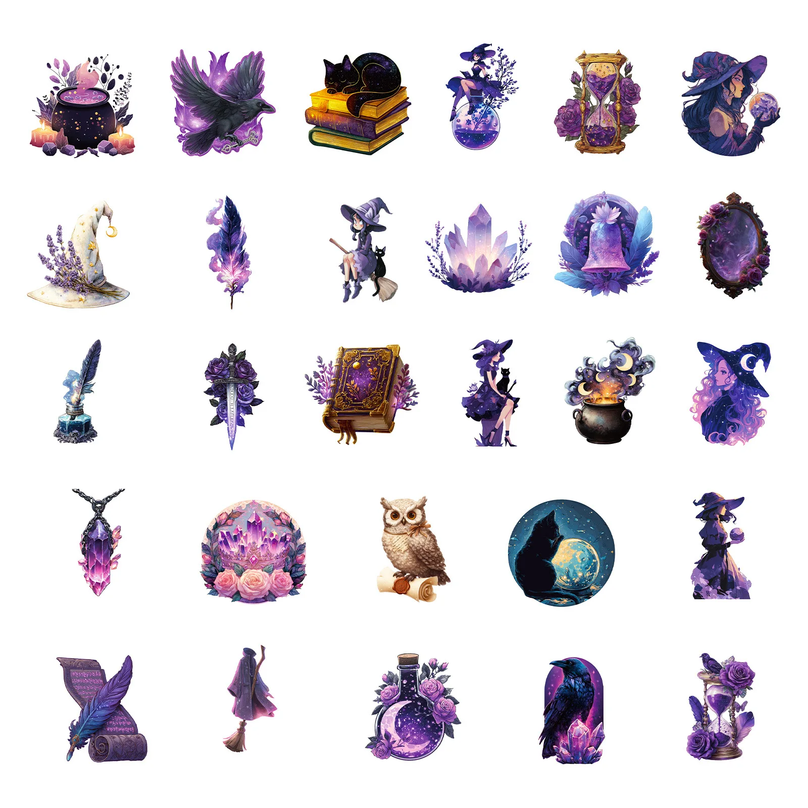 10/30/56 قطعة جديد الظلام ليلة الأرجواني غامض الساحرة الكرتون رائعة الكتابة على الجدران ملصقات DIY بها بنفسك الغيتار الهاتف كوب ماء سكيت #6