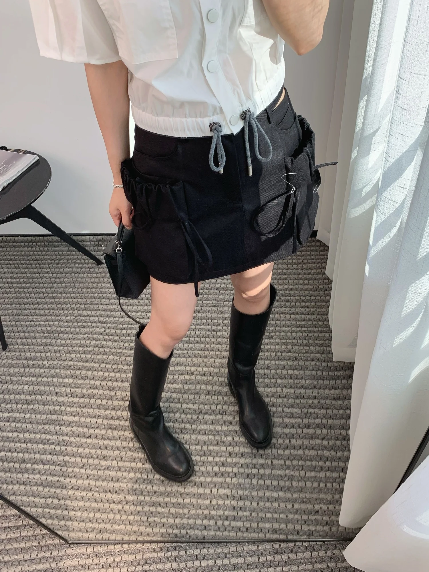 

Юбка А-силуэта с высокой талией, двойным слоем и вырезами, женская повседневная юбка из смесового хлопка, полиэстера и шелка, с плиссировкой