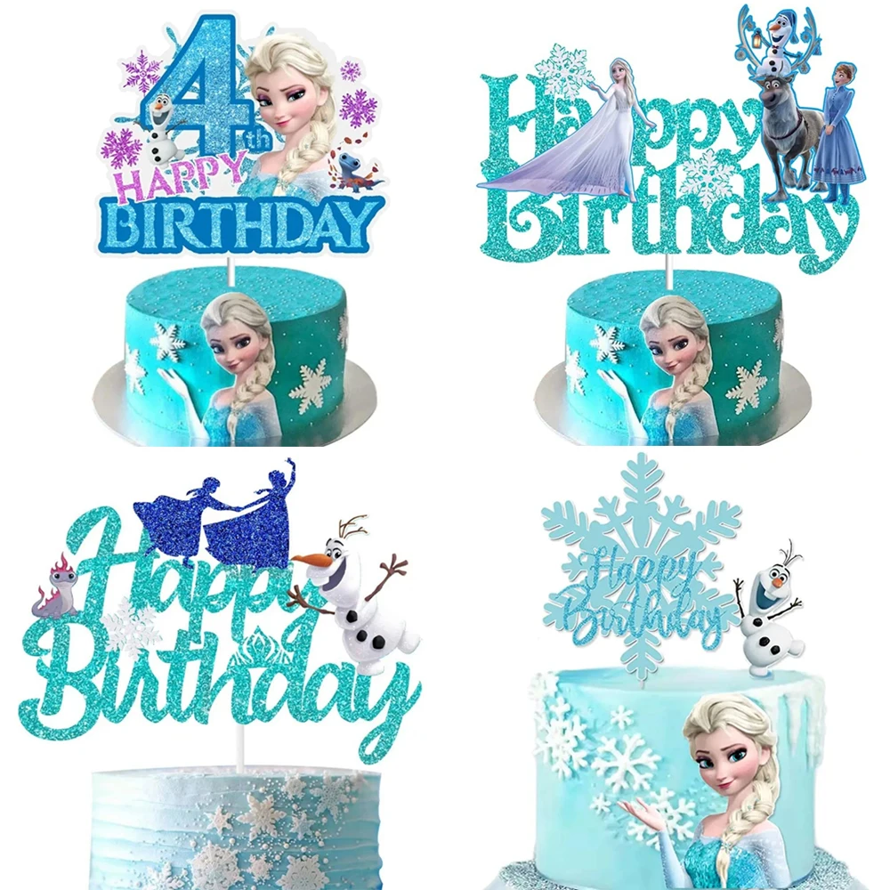 أغطية كعكة ديزني فروزن أولاف آنا إلسا برينسيس لتزيين حفلات أعياد الميلاد السعيدة للأطفال والبنات مستلزمات كعكة فروزن