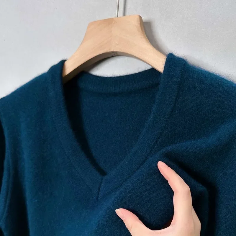 High Quality Woolen Sweater Men's 100% Pure Wool Thickened Warm Semi-turtleneck Round Neck Winter Knit Base Pullover Men's Top