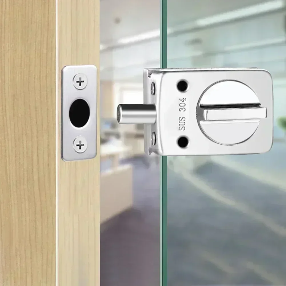 Hardware Latch Lock Bolt Ground Lock No Need Punch Holes Polished Stainless Steel Twist The Handle Bathroom Latch Lock