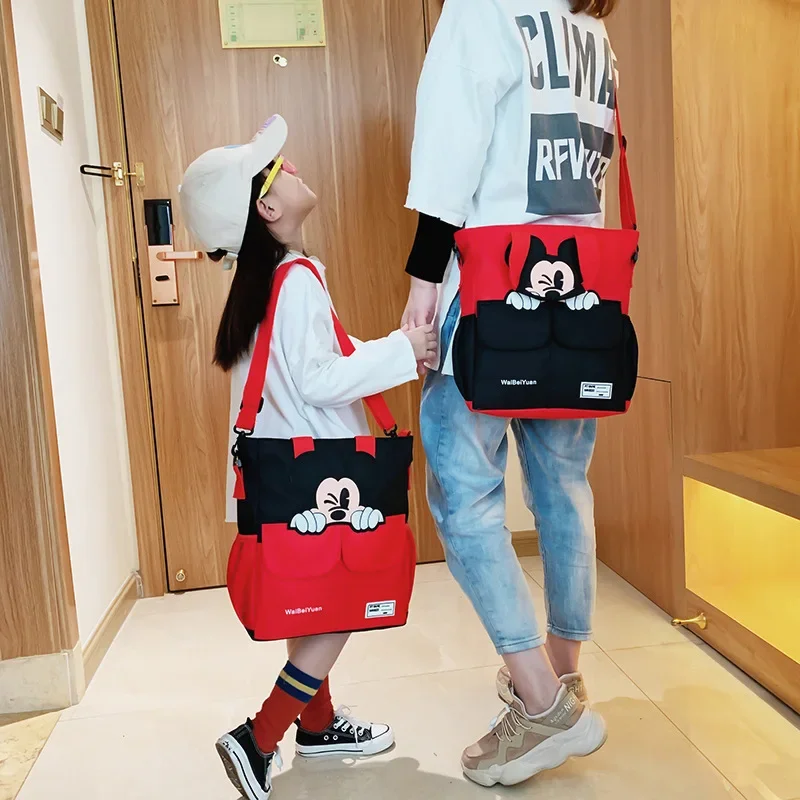 2025 New Disney Mickey Cartoon Print Children\'s Tutorial Bag Primary School Handbag Large Capacity Shoulder Messenger Bag