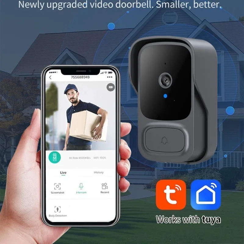 Tuya ワイヤレスドアベル 防水 WIFI ビデオ スマートホーム ドアベルカメラ ボタン チャイムによるウェルカム セキュリティアラーム 住宅用