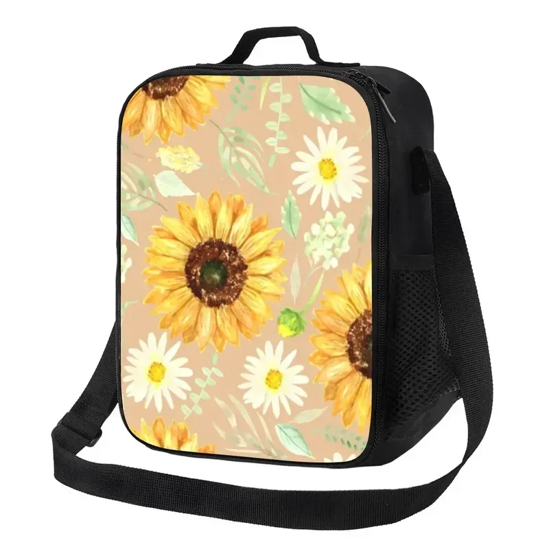 

Sunflowers And Daisies Thermal Insulated Lunch Bags Floral Flower Portable Tote for Work School Travel Bento Food Box