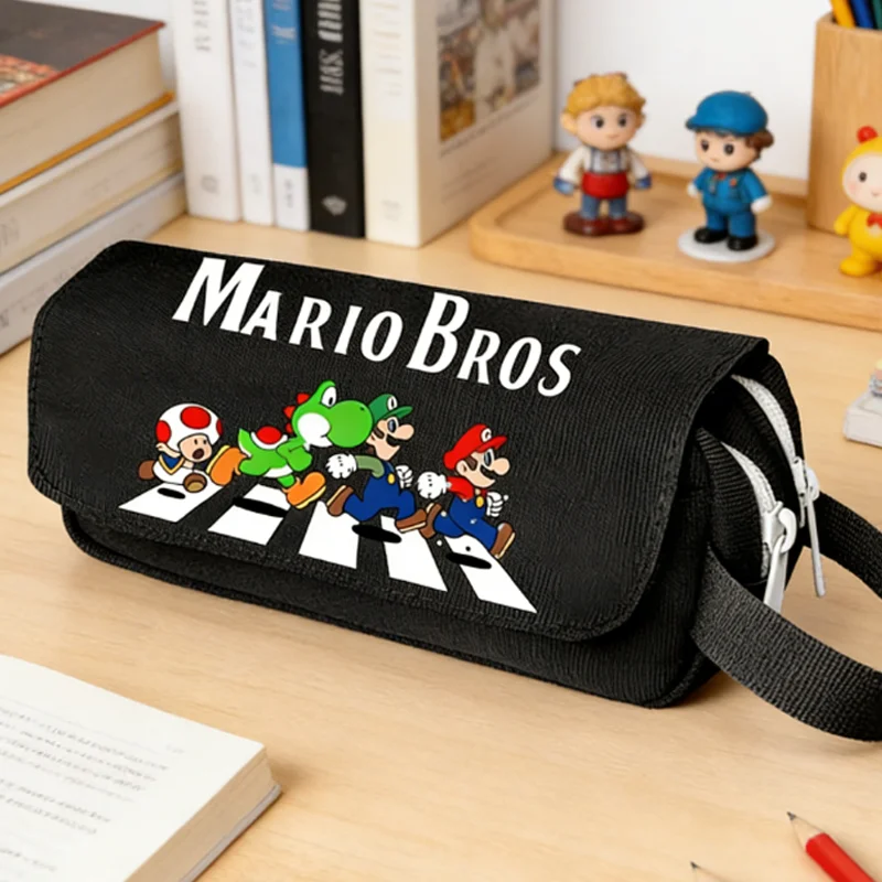 

Сумки для карандашей Super Marios Bros, канцелярская коробка с принтом классической игры в стиле аниме, портативные школьные принадлежности для студентов, подарки на день рождения