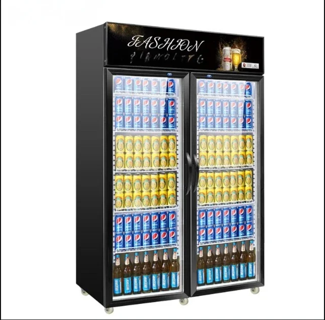 Drink Vertical 2 Door Commercial Refrigerator Display Cooler Freezers Commercial Display Cooler