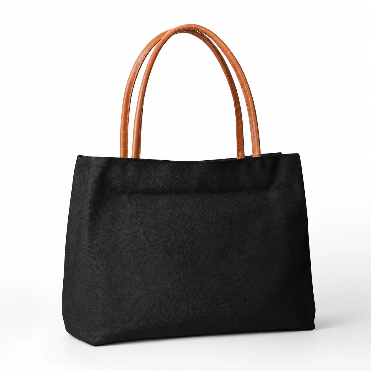 Women’s Canvas Tote Bag with PU Leather Handles, Lightweight Large Capacity Shoulder Handbag for Work School Shopping Travel