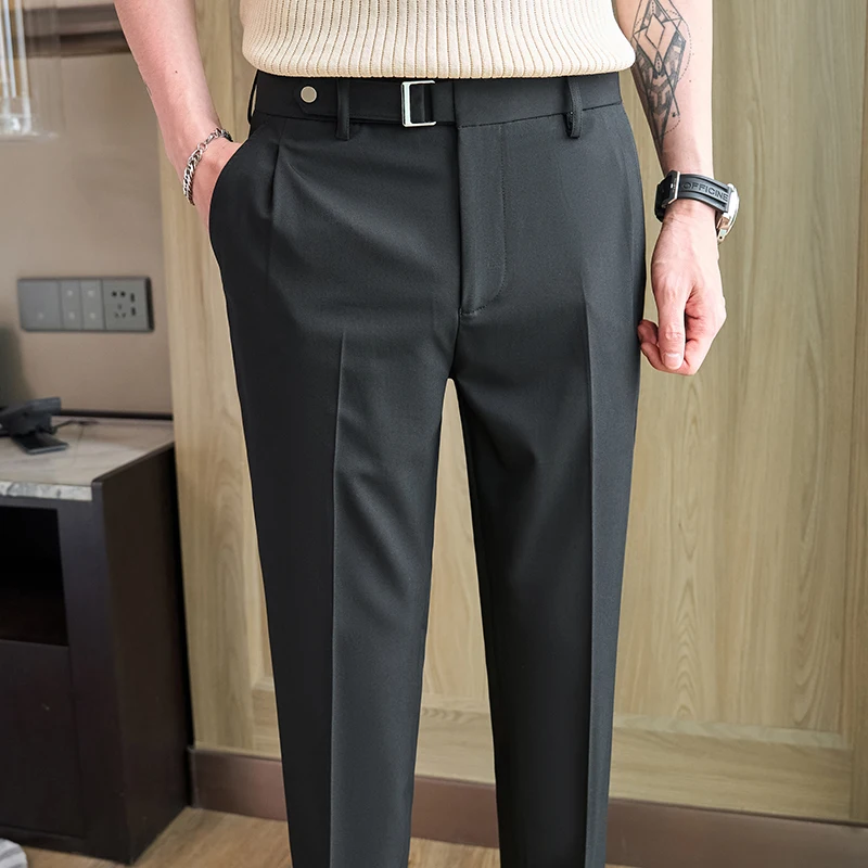 Men\'s Spring High Quality Business Suit Trousers Male Slim Fit Fashion Summer Suit Pants Fashion Men Clothing 36-28