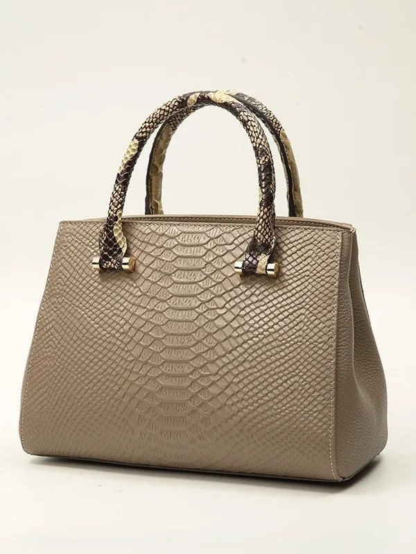 Bolso de hombro de cuero genuino para mujer, bolsos con patrón de serpiente, a la moda, informal, de alta calidad, versátil, de lujo