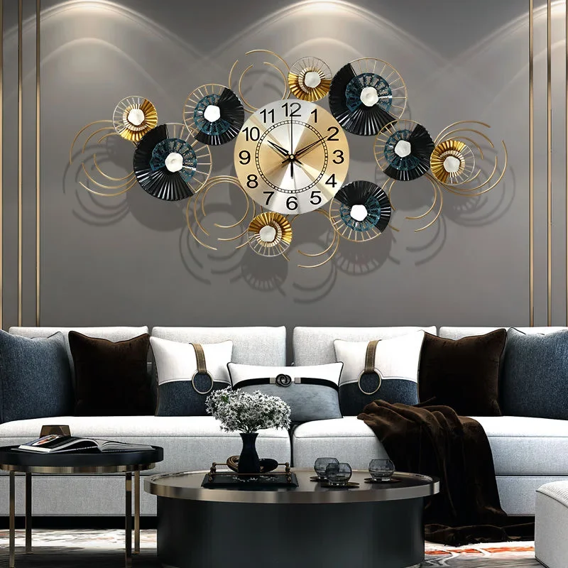 

-88x45 flower factory price Large black Home Decor cheap Metal Art Design Silent Decorative living room iron Office Wall Clock 3