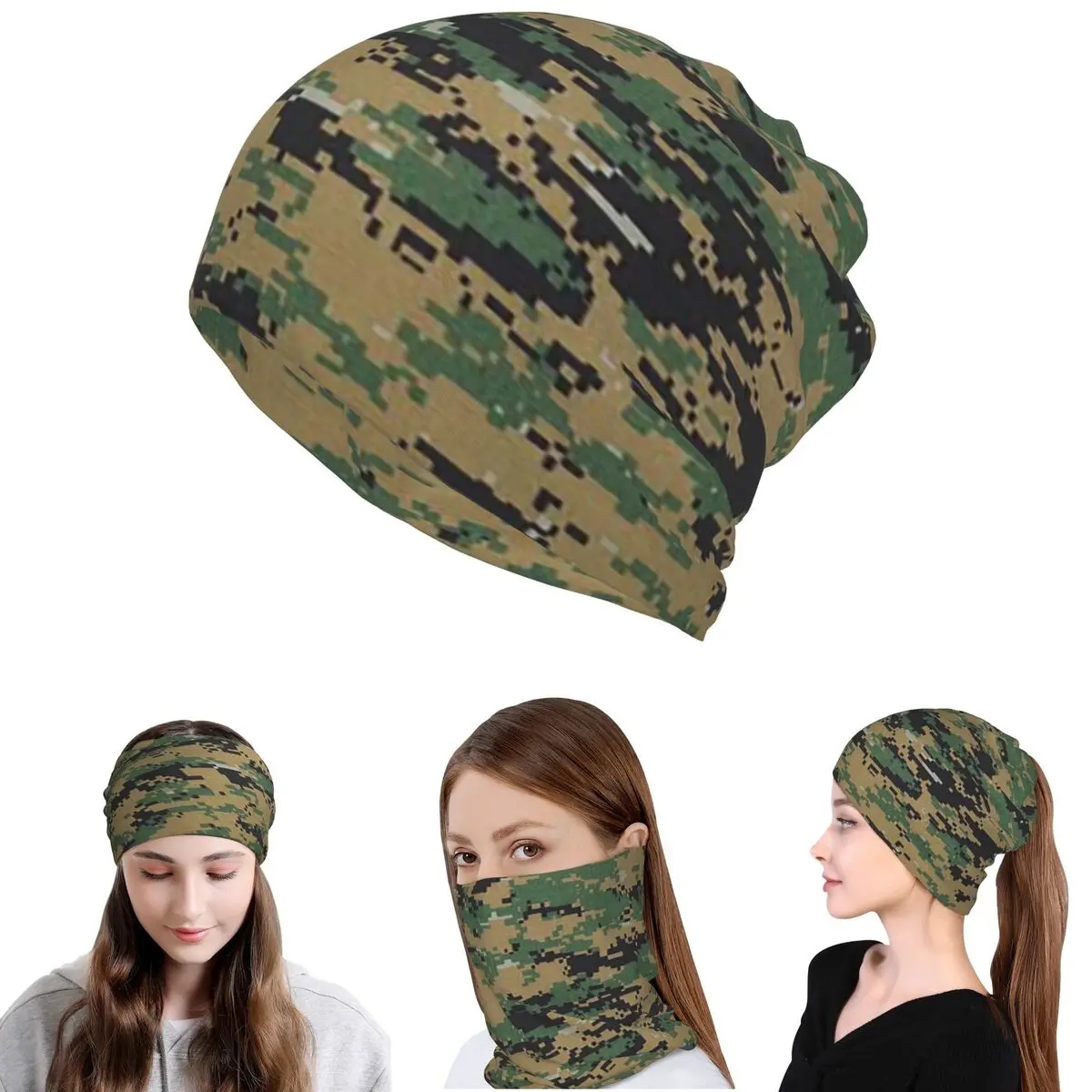 

Camo Camouflage Military Woodland Army Bandana Neck Cover Mask Scarf Warm Headband Beanies Hat Unisex Adult Washable