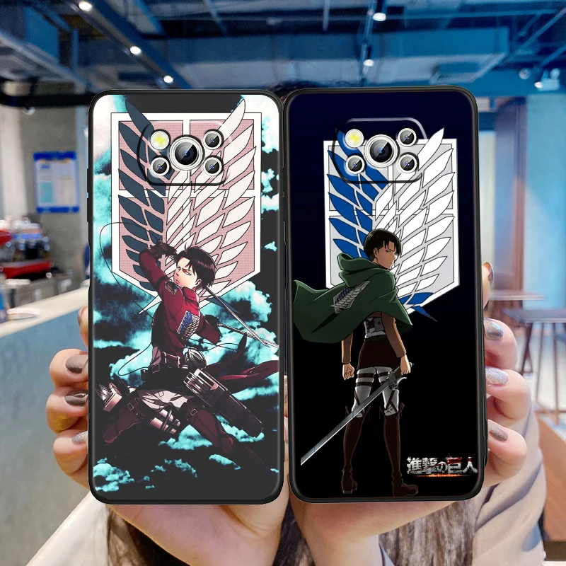 Attack On Titan Logo Anime For Xiaomi Mi Poco F5 F4 F3 X6 X5 X4 X3 M6 M5 M5S M4 M3 C65 Pro GT NFC 5G Black Back Phone Case