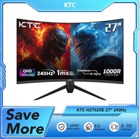 KTC H27S25E Gaming Monitor, 27 inch 2560*1440 QHD CSOT HVA Screen, 1000R Curvature, 240Hz Refresh Rate, 1ms MPRT Response Time