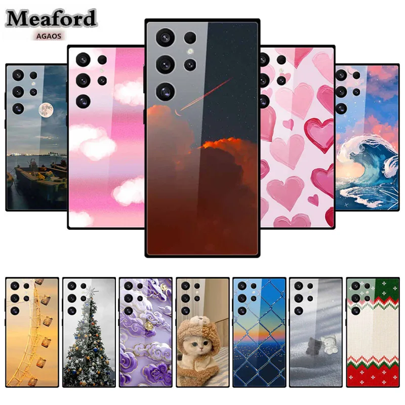 Terug Funda Voor Samsung Galaxy S24 S23 Ultra Hard Gehard Glas Case Kleurrijke Bumper Samsung Galaxy S24 + S23 + Cover S23 plus FE