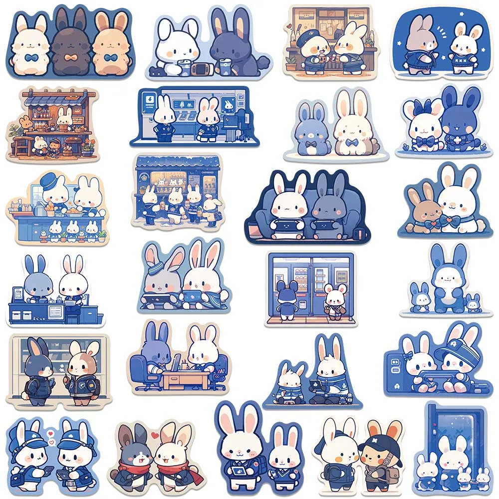 50pcs Waterproof Graffiti Cute Cartoon Animal Rabbit Bunny Stickers For Luggage Laptop Water Bottle Phone Notebook Vinyl Decals
