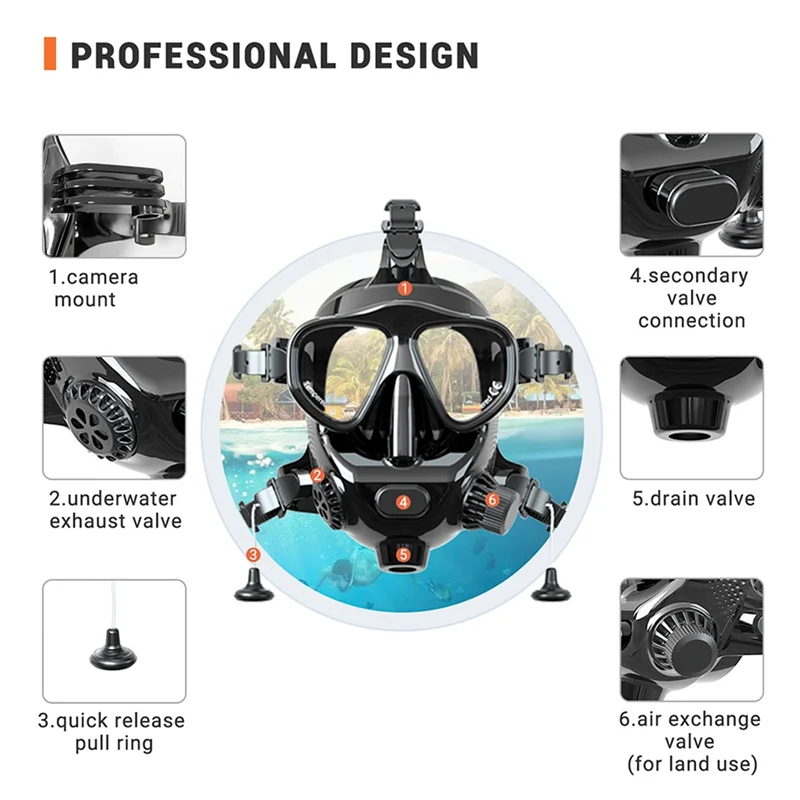 Scuba Diving Mask Snorkeling Full Face Scuba Diving Equipment Snorkel Swimming Masks Oxygen Cylinder Snorkeling Set