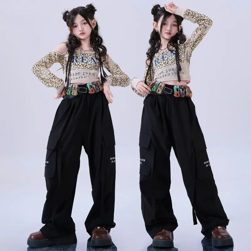 

Модный костюм для джазовых танцев для девочек, стильная одежда для выступлений, летний милый и прохладный наряд для детских уличных танцев, модный костюм для шоу