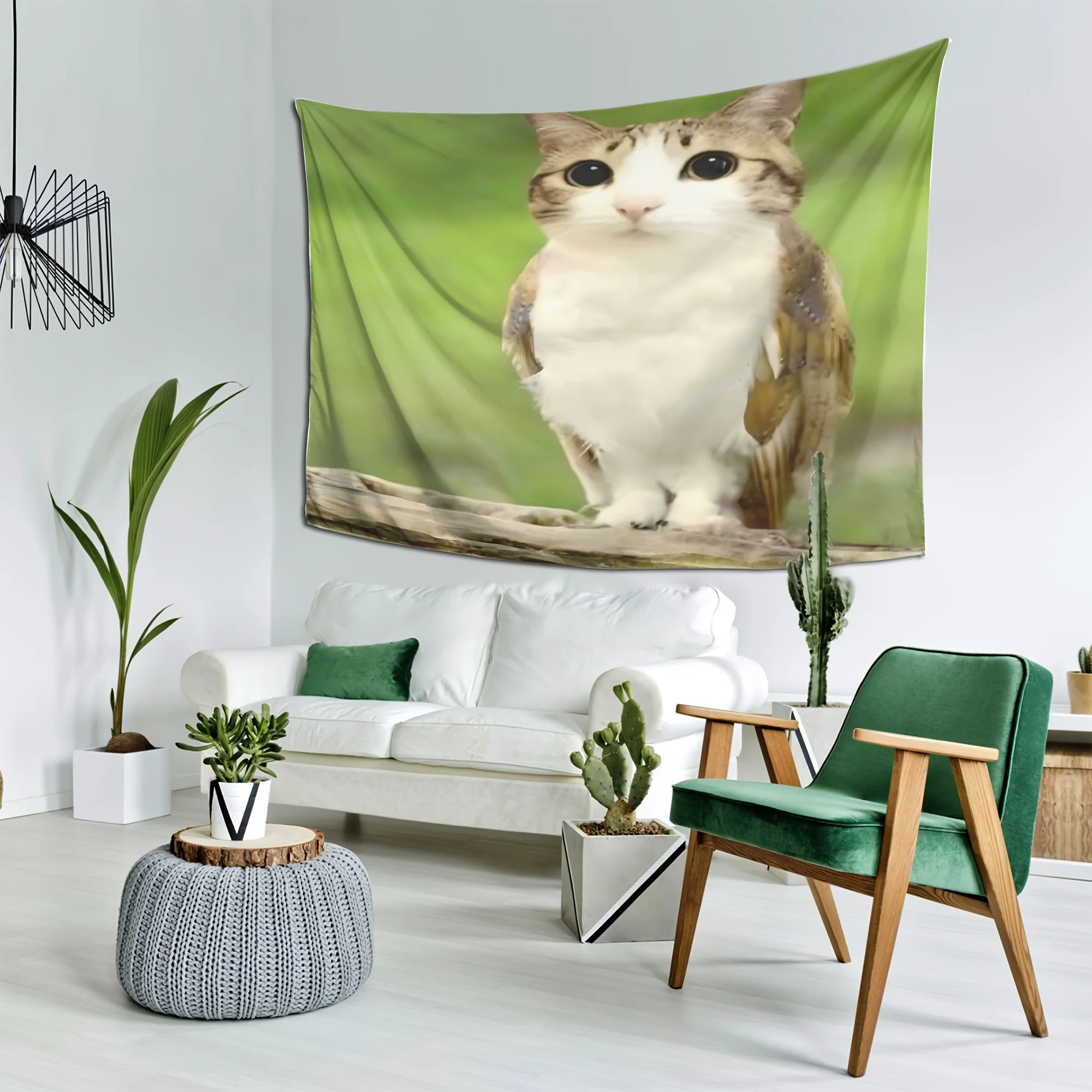 Funny Cat Bird Combination Tapestry Cute Pet Creative Funny Background Cloth Fun Decoration Ins Room Decoration