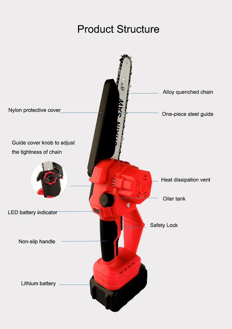 

Brushless Cordless Chain Saw Battery Powered Electric Chainsaw for Efficient Wood Cutting