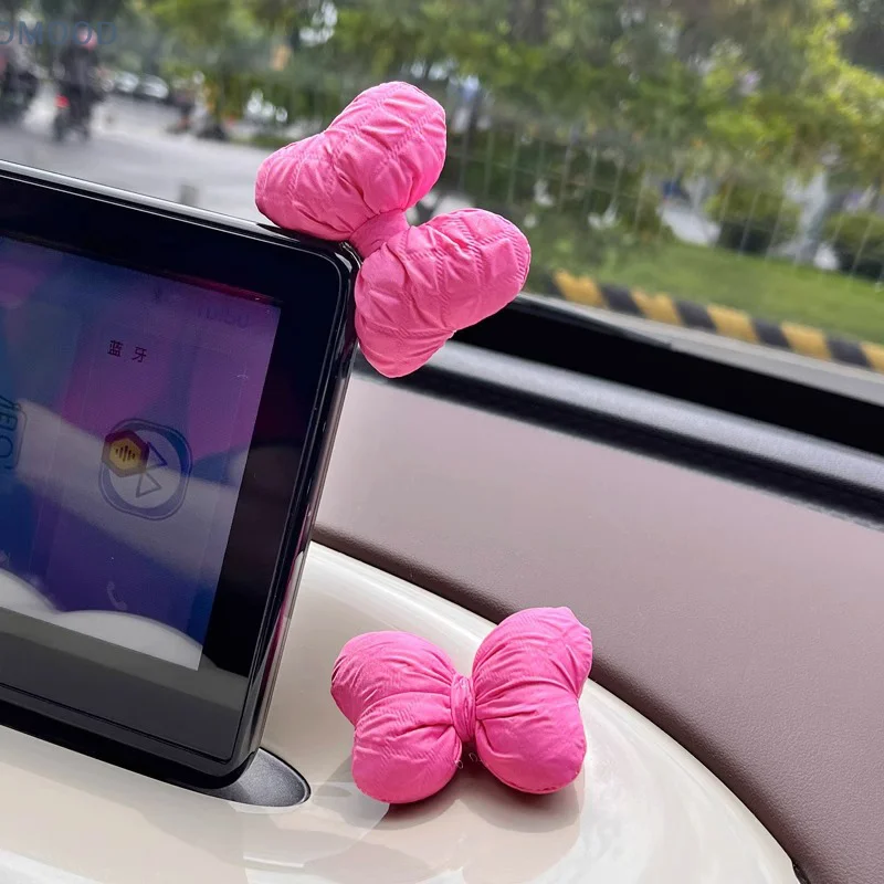 Sweet Bowknot Car Interior Decoration Motorcycle Rearview Mirror Dashboard Ornaments For Woman Gift Car Accessories ﻿